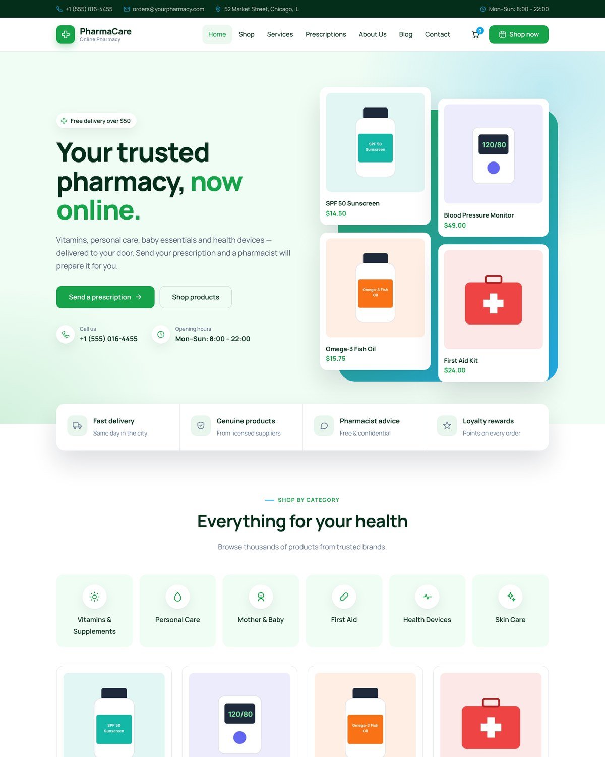 PharmaCare – Pharmacy Store WordPress Theme